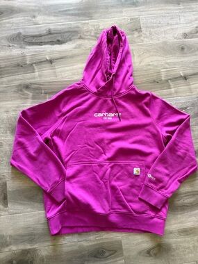 Carhartt Magenta Logo Hoodie size large